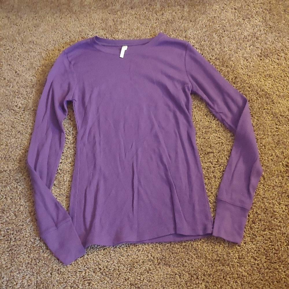 Color story purple ribbed thermal top